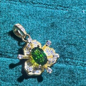 Elegant cute style Gold and Green diopside gem Pendant